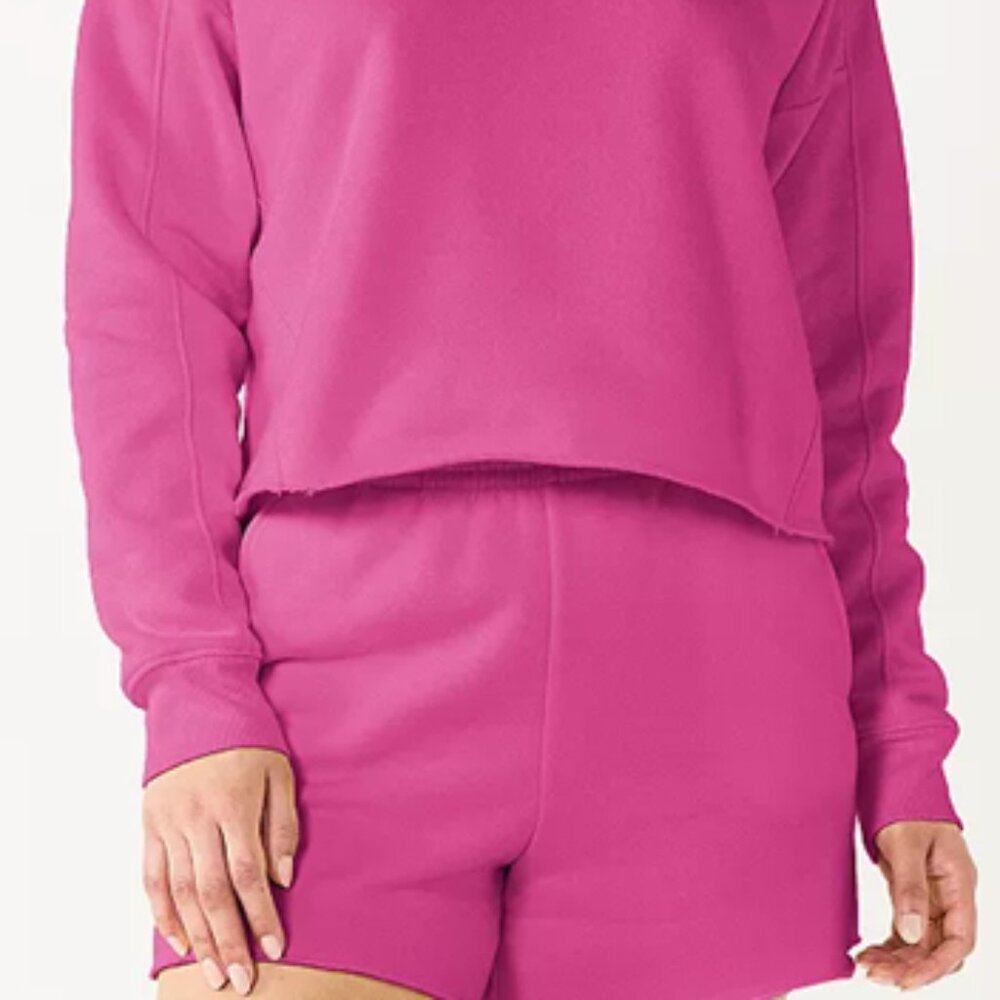 Tek Gear Ultrasoft Fleece Shorts Raw Hem Drawstring Berry Pink Size XXL